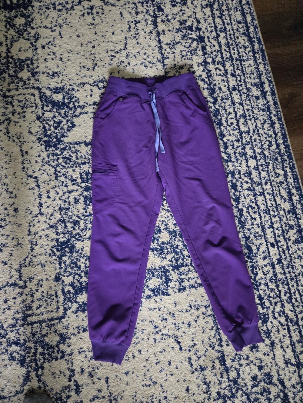 Figs Purple Joggers with Light Blue Drawstring